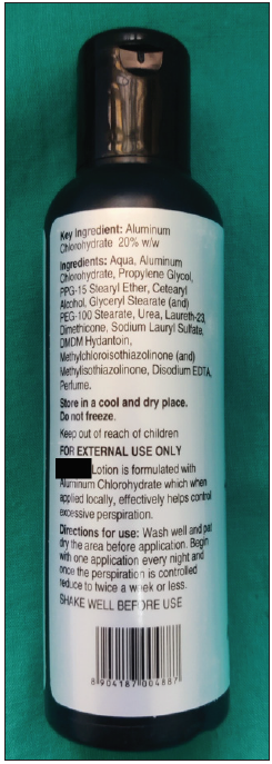 Prescription-based antiperspirant (20% aluminium chlorohydrate).