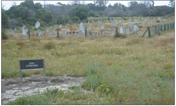 The remains of ‘Leper Graveyard’, with hundreds of named and unnamed tombstones.