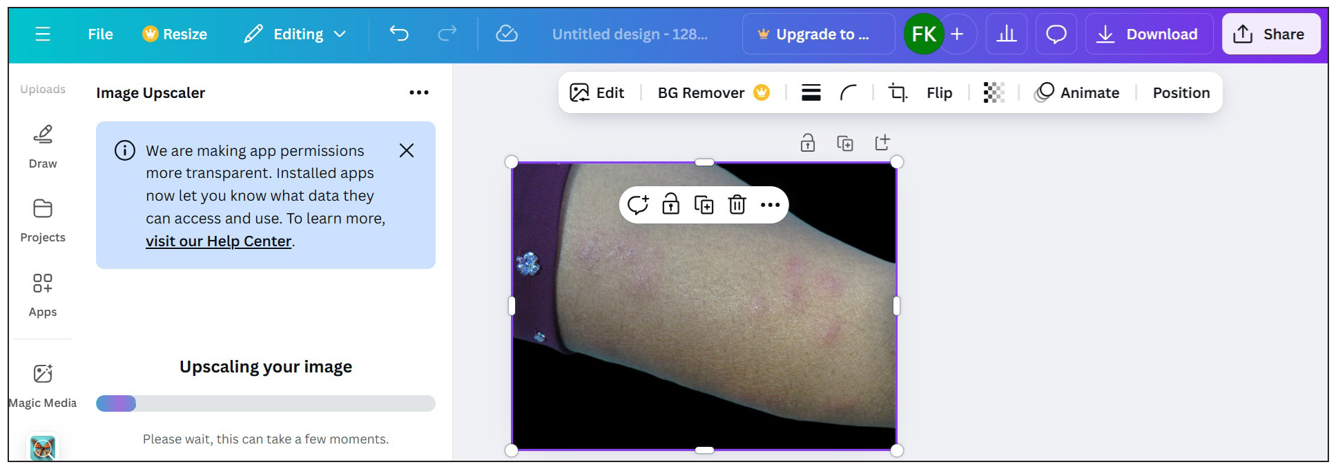 Background removal and image upscaling.